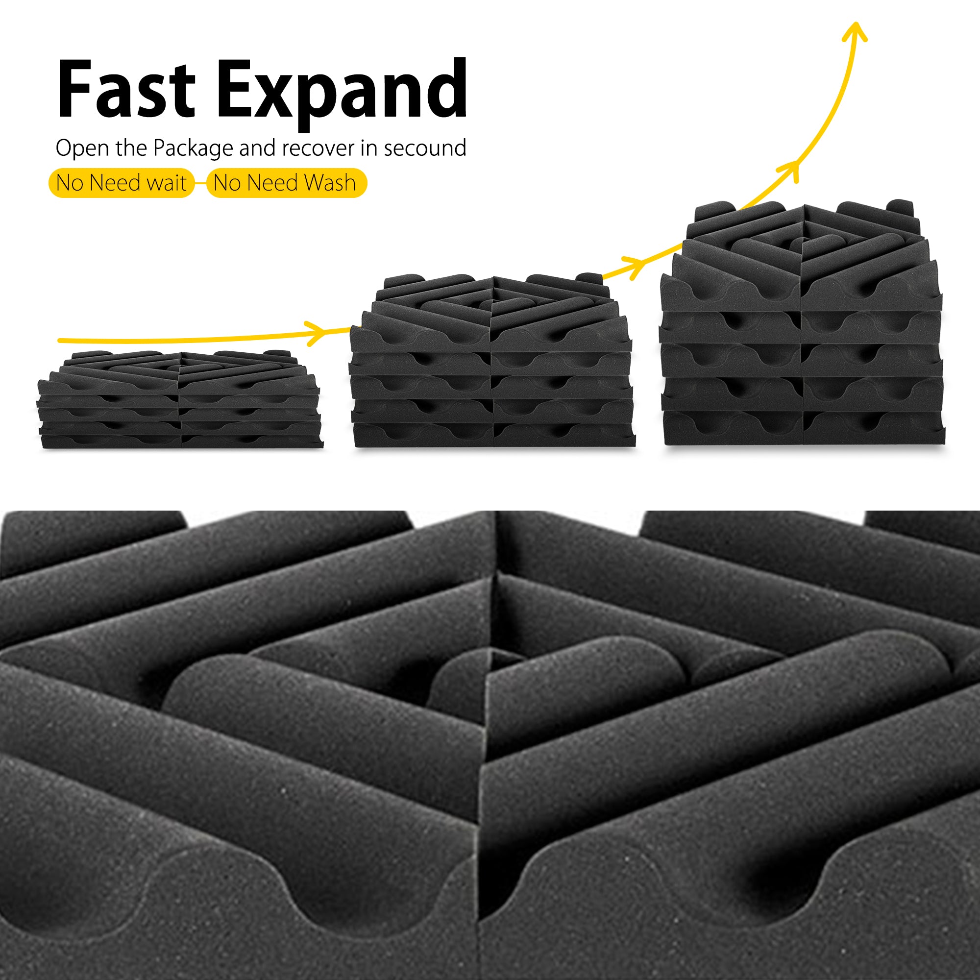 ECHONIK Bent Sound Absorption Acoustic Panels Black 12 Unit