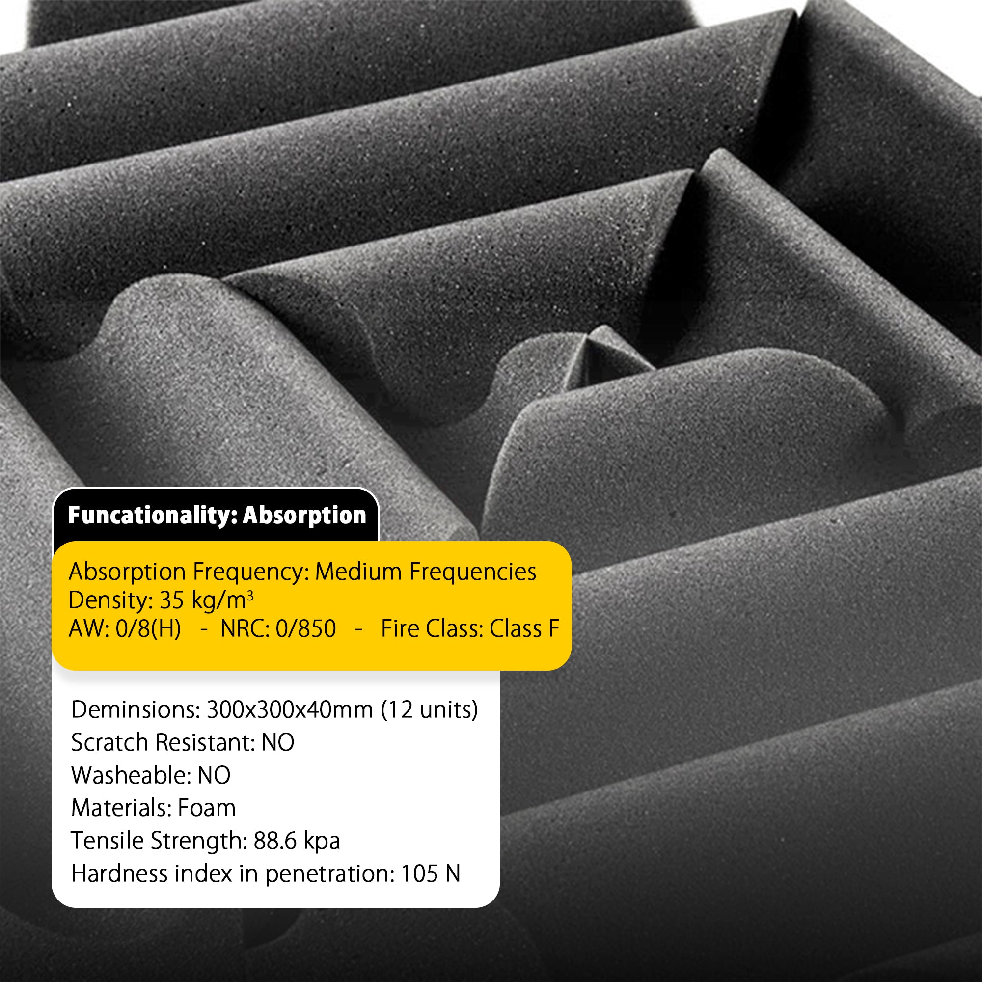 ECHONIK Bent Sound Absorption Acoustic Panels Black 12 Unit