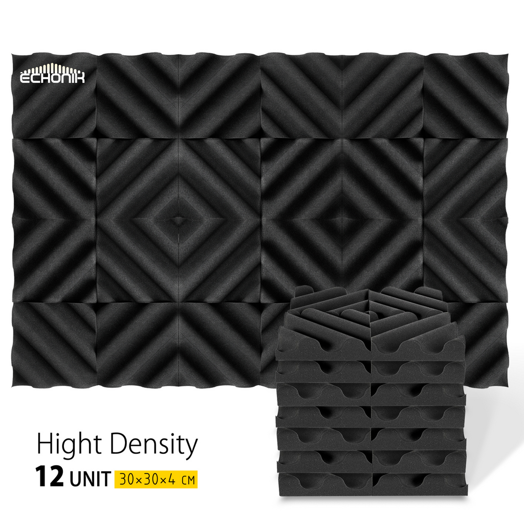 ECHONIK Bent Sound Absorption Acoustic Panels Black 12 Unit