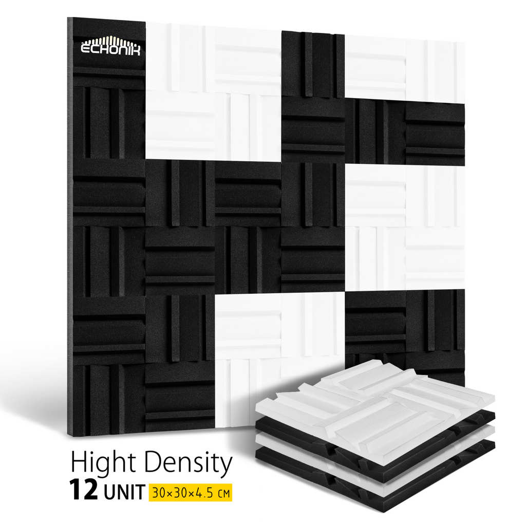 ECHONIK 5CM MD 55 Plus Absorption Acoustic Panel 12 UNITS Black & White