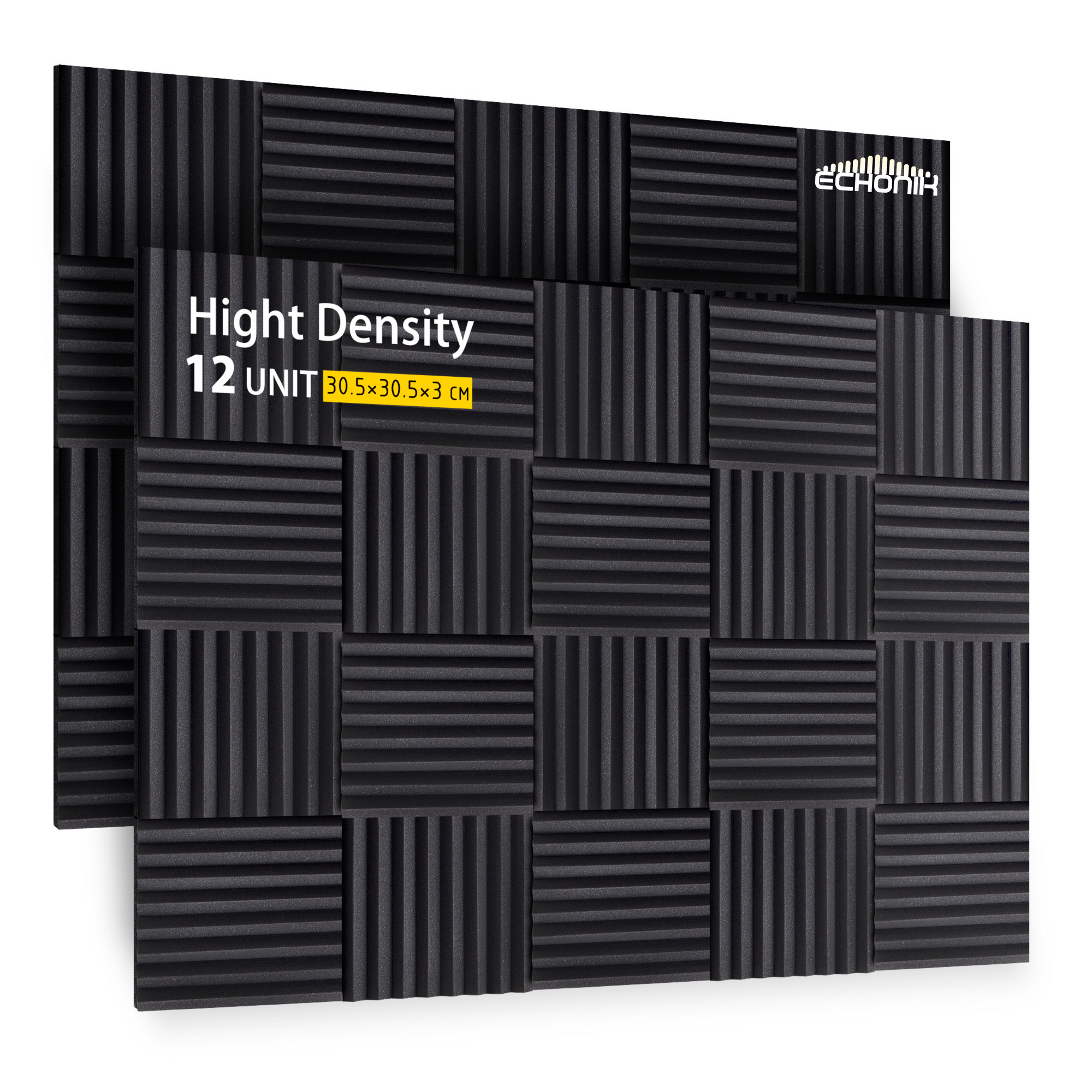 ECHONIK 3CM Light Alpha Absoption Acoustic Panels 12 Unit  BLACK