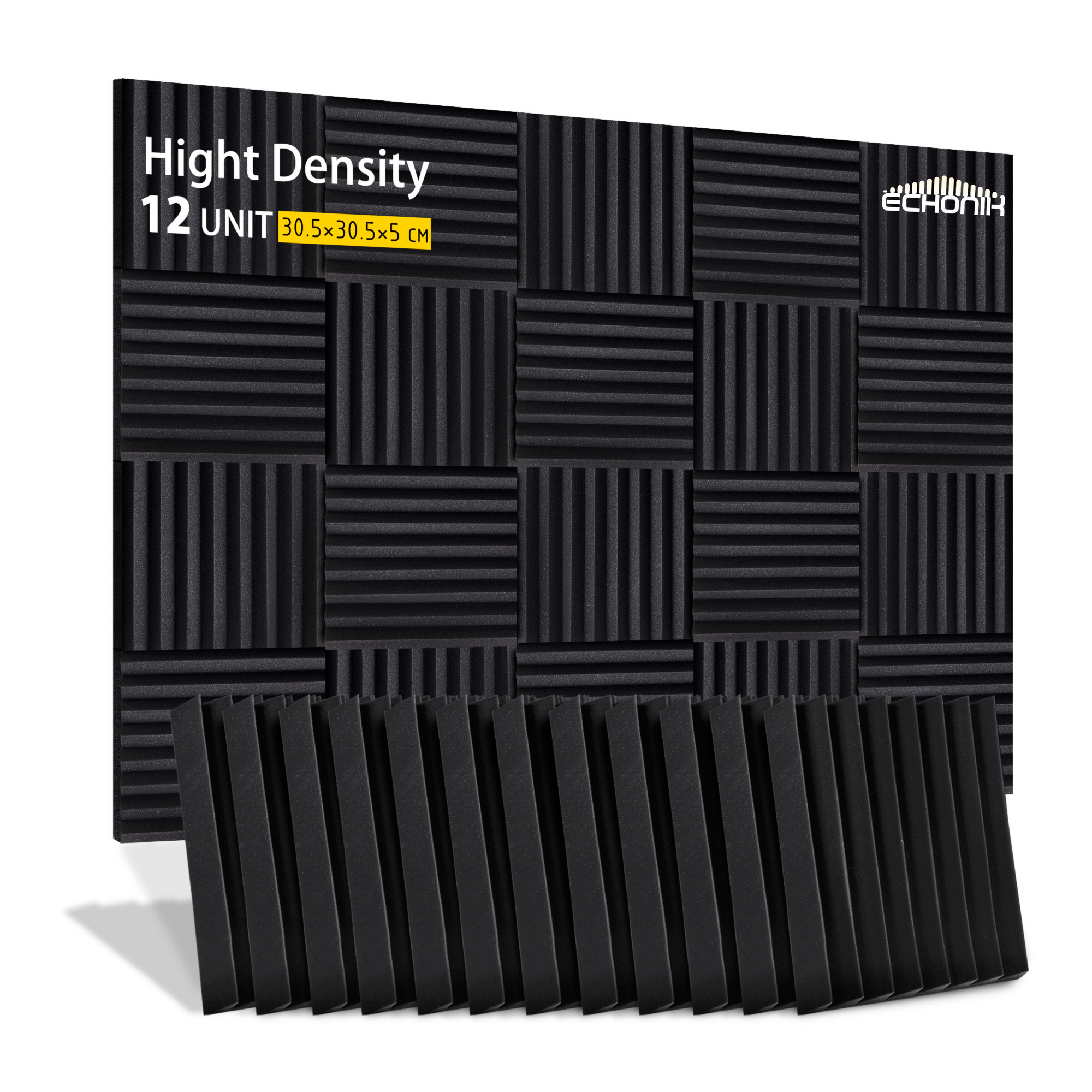 ECHONIK 5CM Light Alpha Absoption Acoustic Panel 12 UNITS BLACK