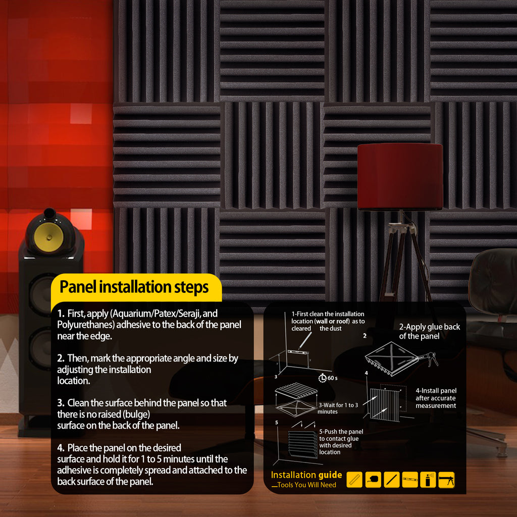 ECHONIK 3CM Light Alpha Absoption Acoustic Panels 12 Unit  BLACK