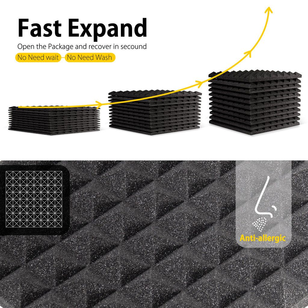 ECHONIK 2.5 CM Pyramid Acoustic Absorption Panels 12 Units