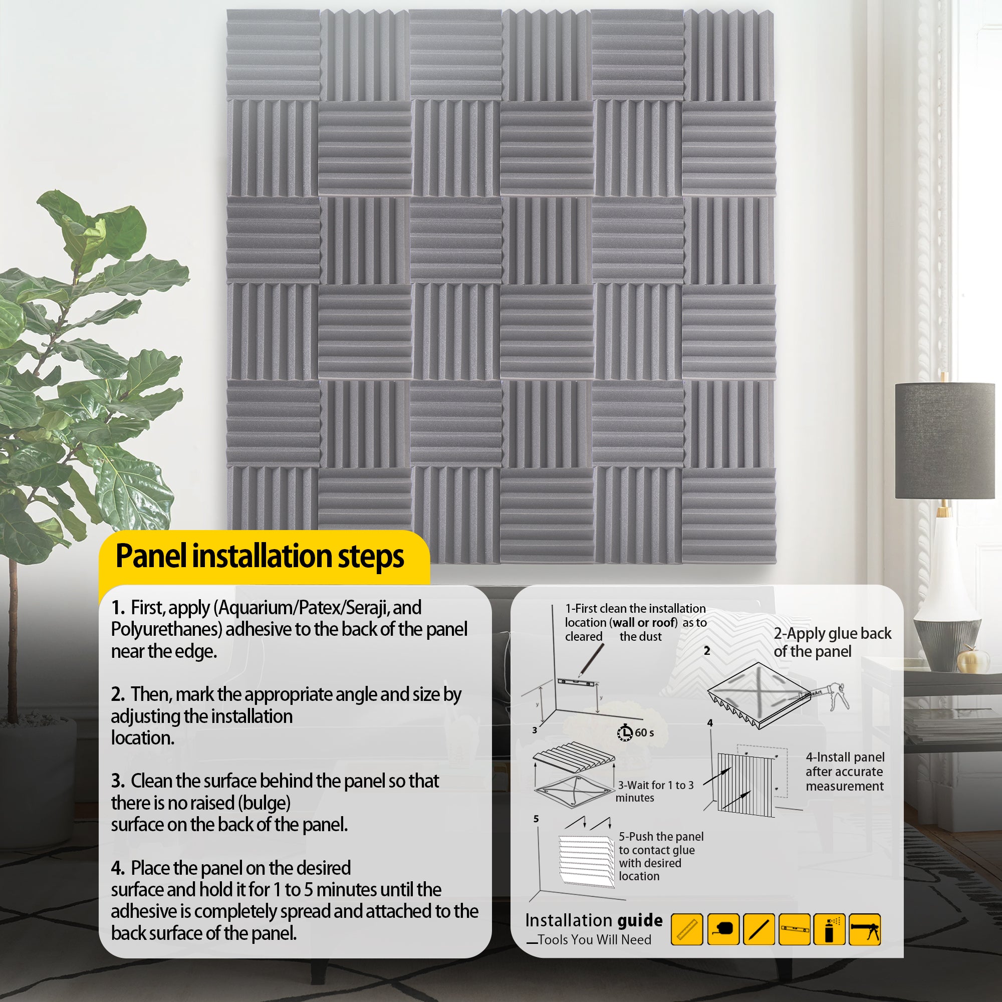 ECHONIK 2.5CM Light Alpha Absoption Acoustic Panels 12 Units