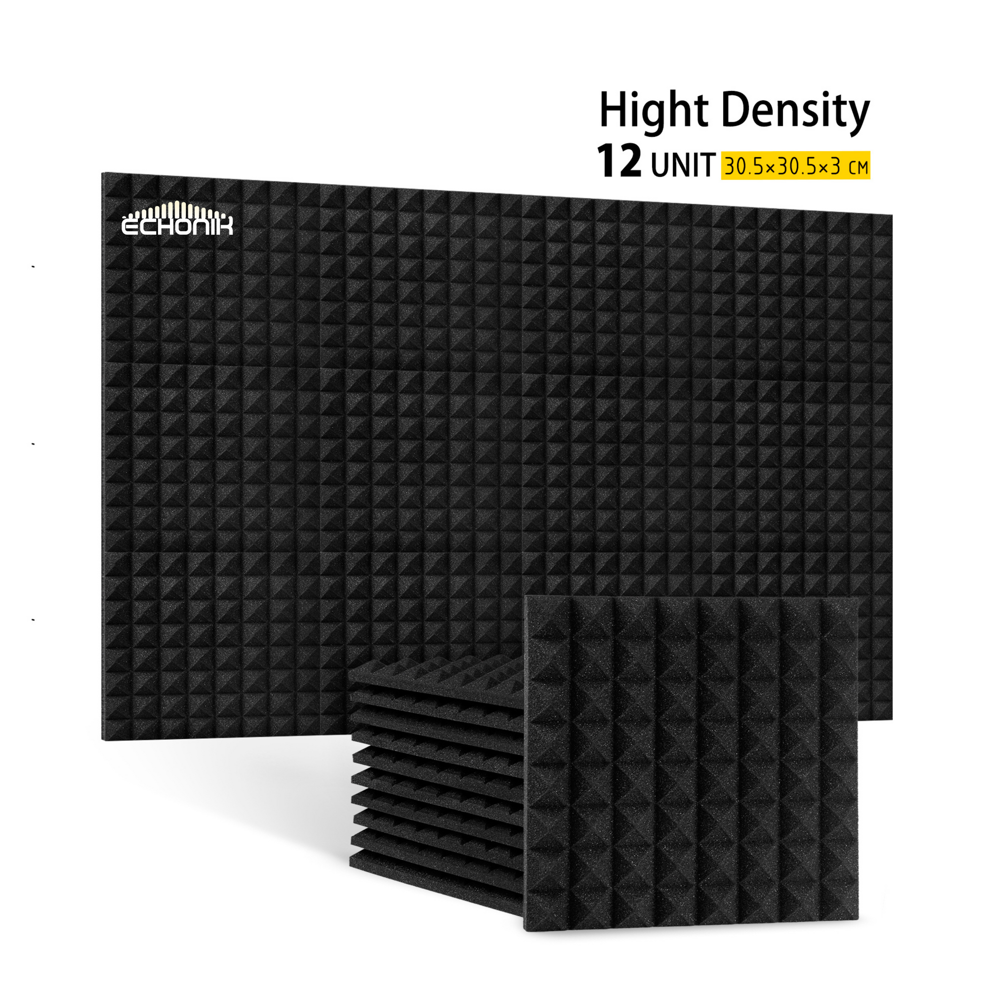ECHONIK 3 CM Pyramid Acoustic Absorption Panels 12 Units